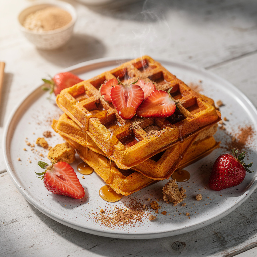 Vegan Gluten-Free Strawberry Pumpkin Waffles