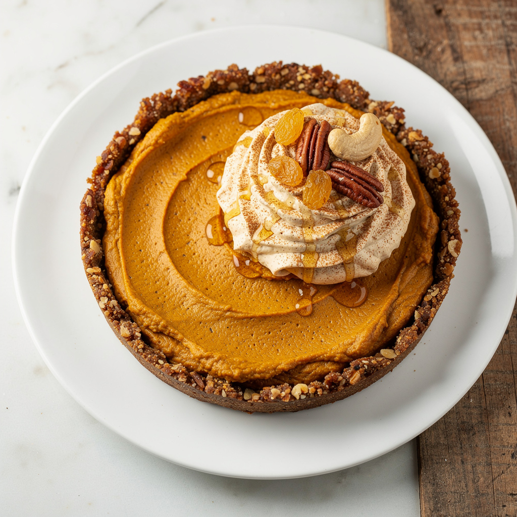Pumpkin Pie with Cinnamon Cashew Cream
