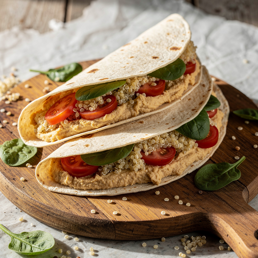 Quick Hummus and Quinoa Wraps
