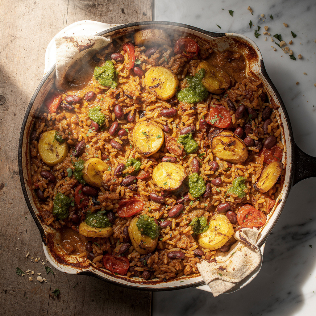 Red Beans and Rice Casserole with Plantains