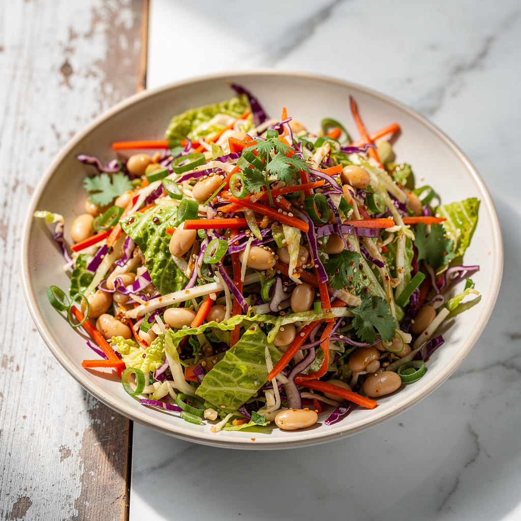 Hearty Szechwan Coleslaw with White Beans