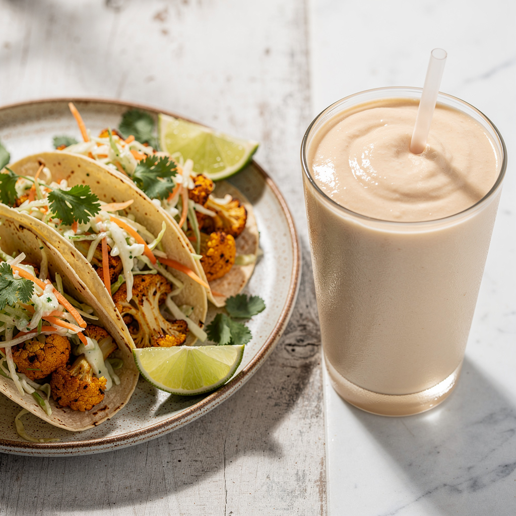 Cauliflower Tacos with Creamy Cilantro Slaw