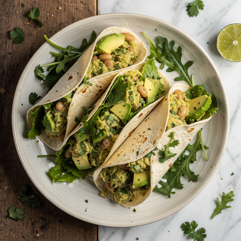 Avocado & White Bean Salad Wraps