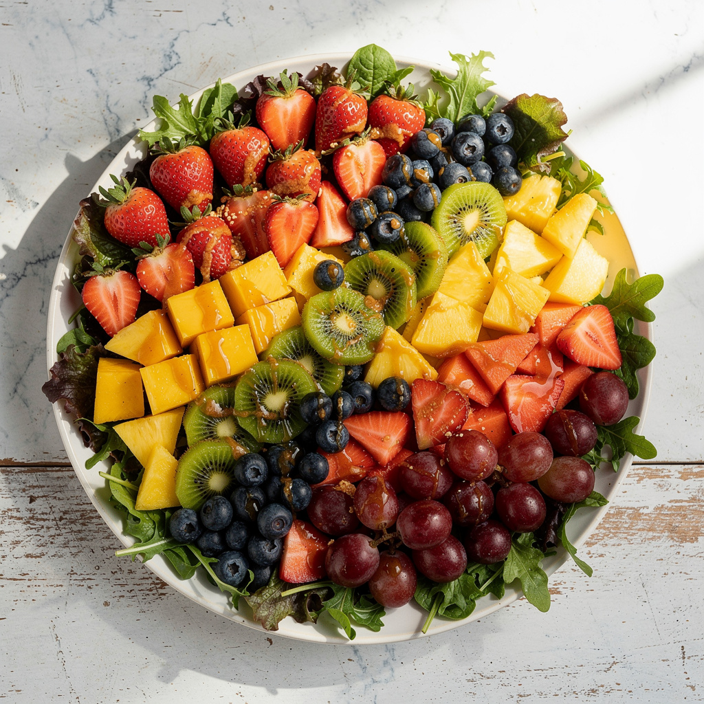 Rainbow Fruit Salad Platter with Citrus Drizzle