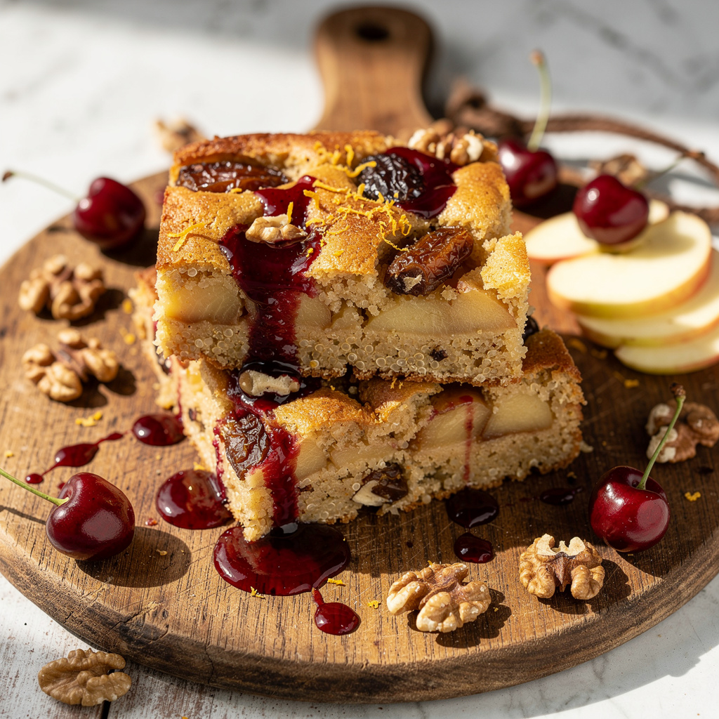 Quinoa and Apple Breakfast Casserole with Cherry Drizzle