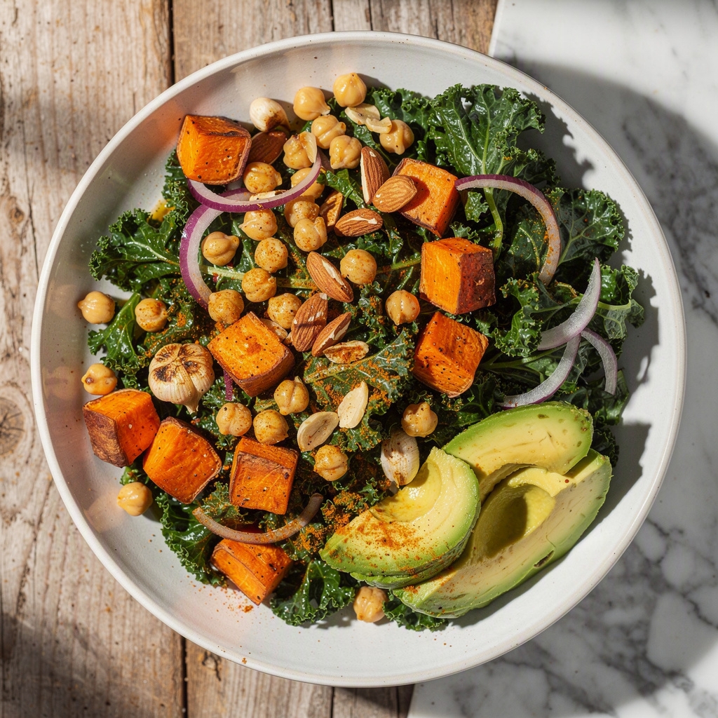 Roasted Sweet Potato Kale Salad