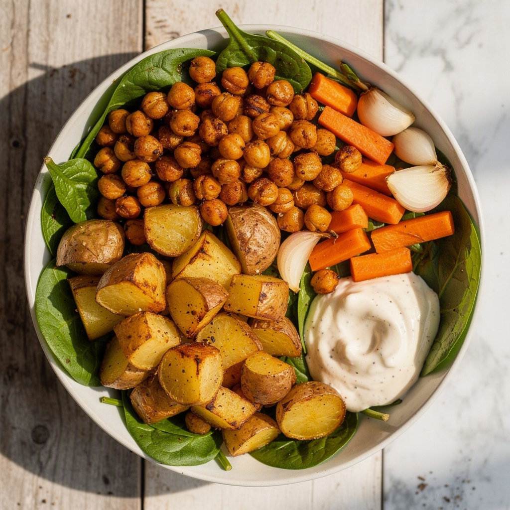 Roasted Vegetable Salad with Crispy Chickpeas