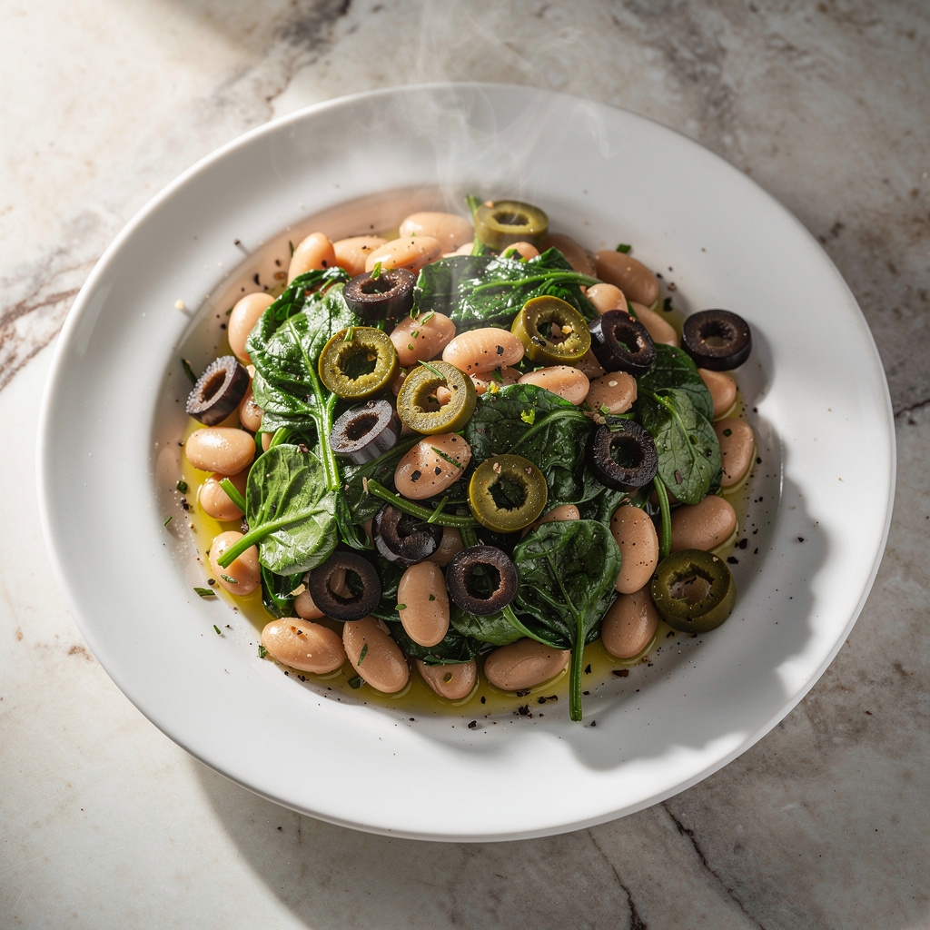 Spinach Olive White Bean Skillet
