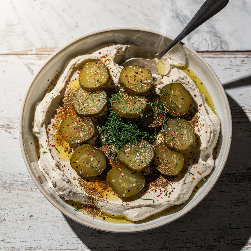 Pickle & Dill Pizza with Garlic Sauce