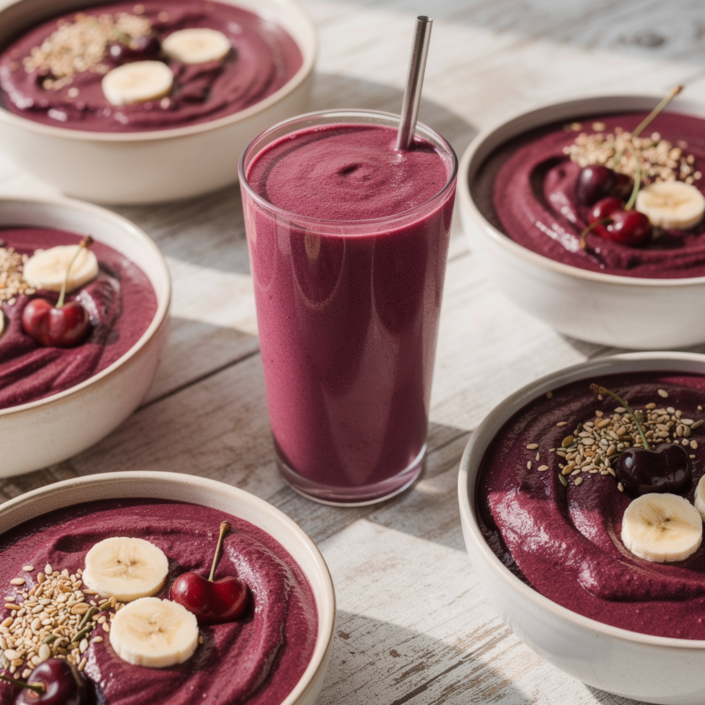 Cherry and Acai Smoothie Bowls