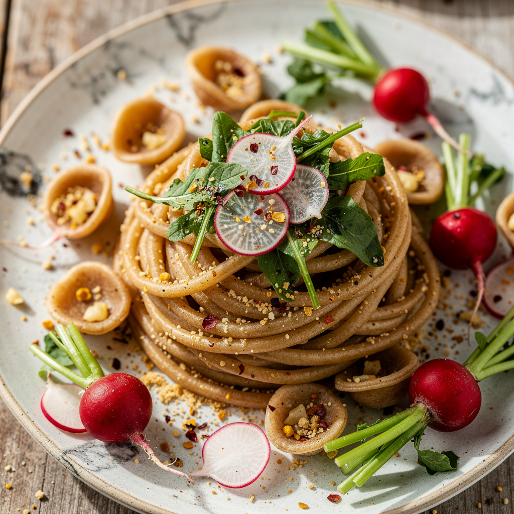 Root-to-Leaf Radish Pasta