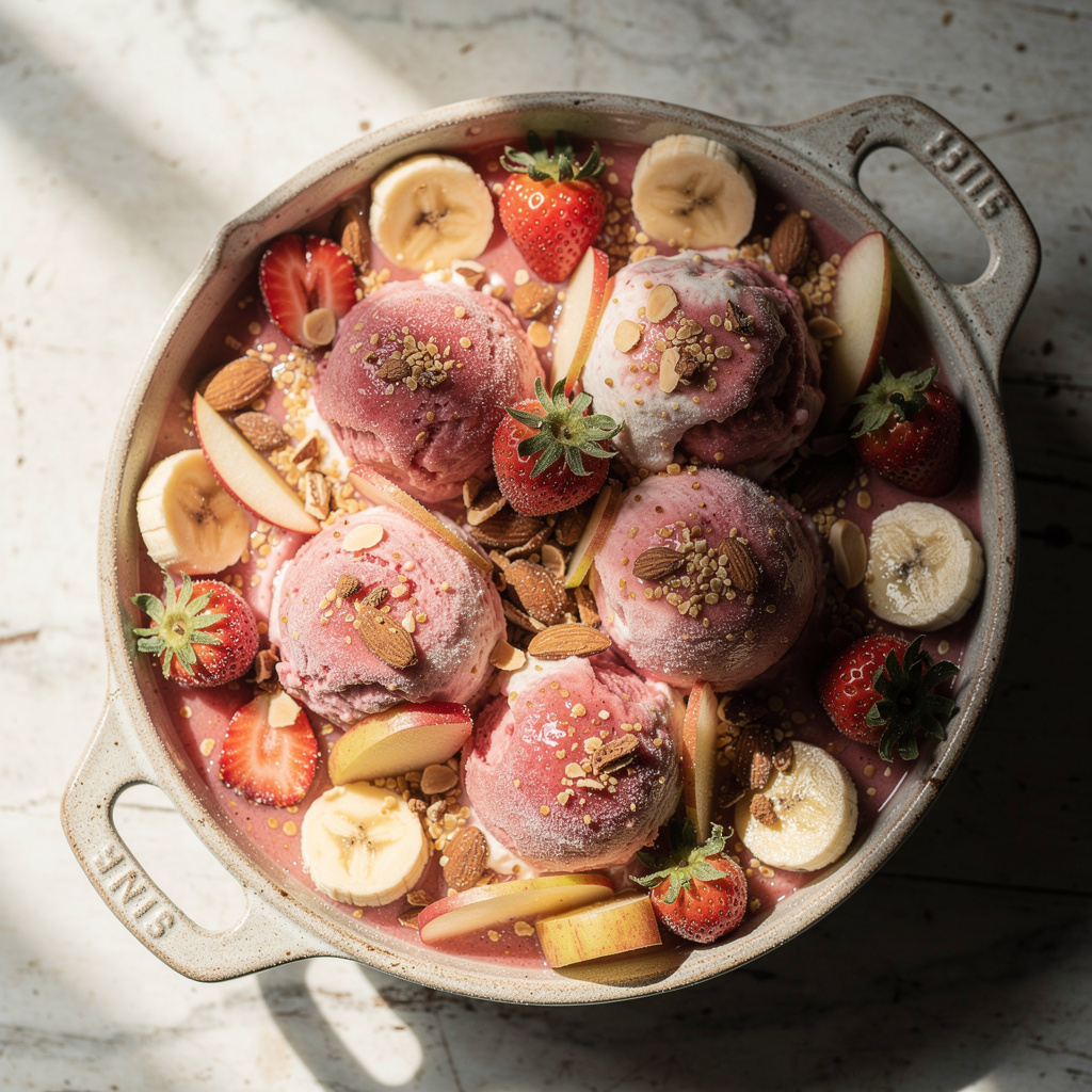 Strawberry Nice Cream Sundaes
