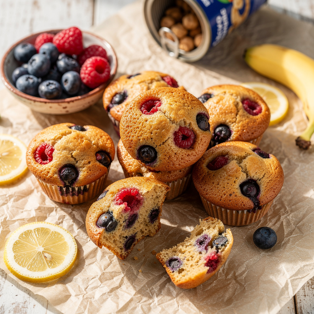 Blueberry-Raspberry Aquafaba Muffins